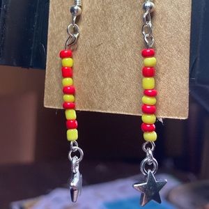 Red and yellow star earrings